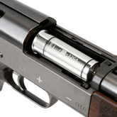 112 Gauge Dry fire Laser Boresighter combo installed in shotgun chamber for fast zeroing