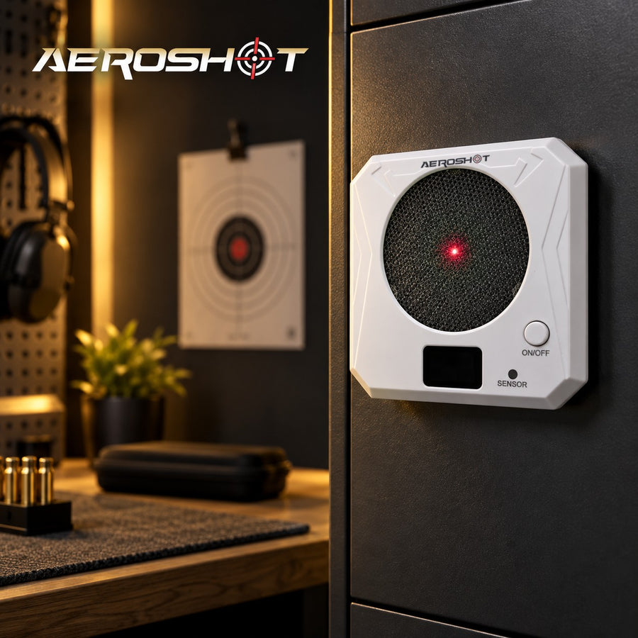 Laser target mounted on a gun safe