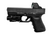 Aeroshot GAL-B compact pistol light mounted on the rail of a Glock pistol, left side view